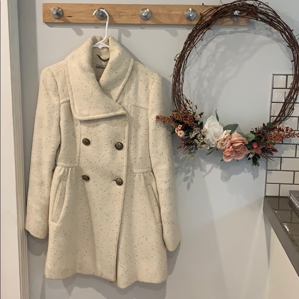 Kenneth Cole cream & gold fleck winter coat